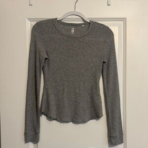 Me to We Charcoal Ribbed Long Sleeve Top